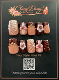 Burgundy Shell Blossom Square Press-On Nails – Short Length