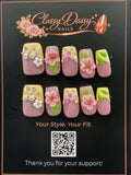 Yellow Tip Cherry Blossom Leaf Square Press-On Nails – Short Length