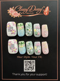 Fairy Garden Moon Floral Square Press-On Nails – Short Length