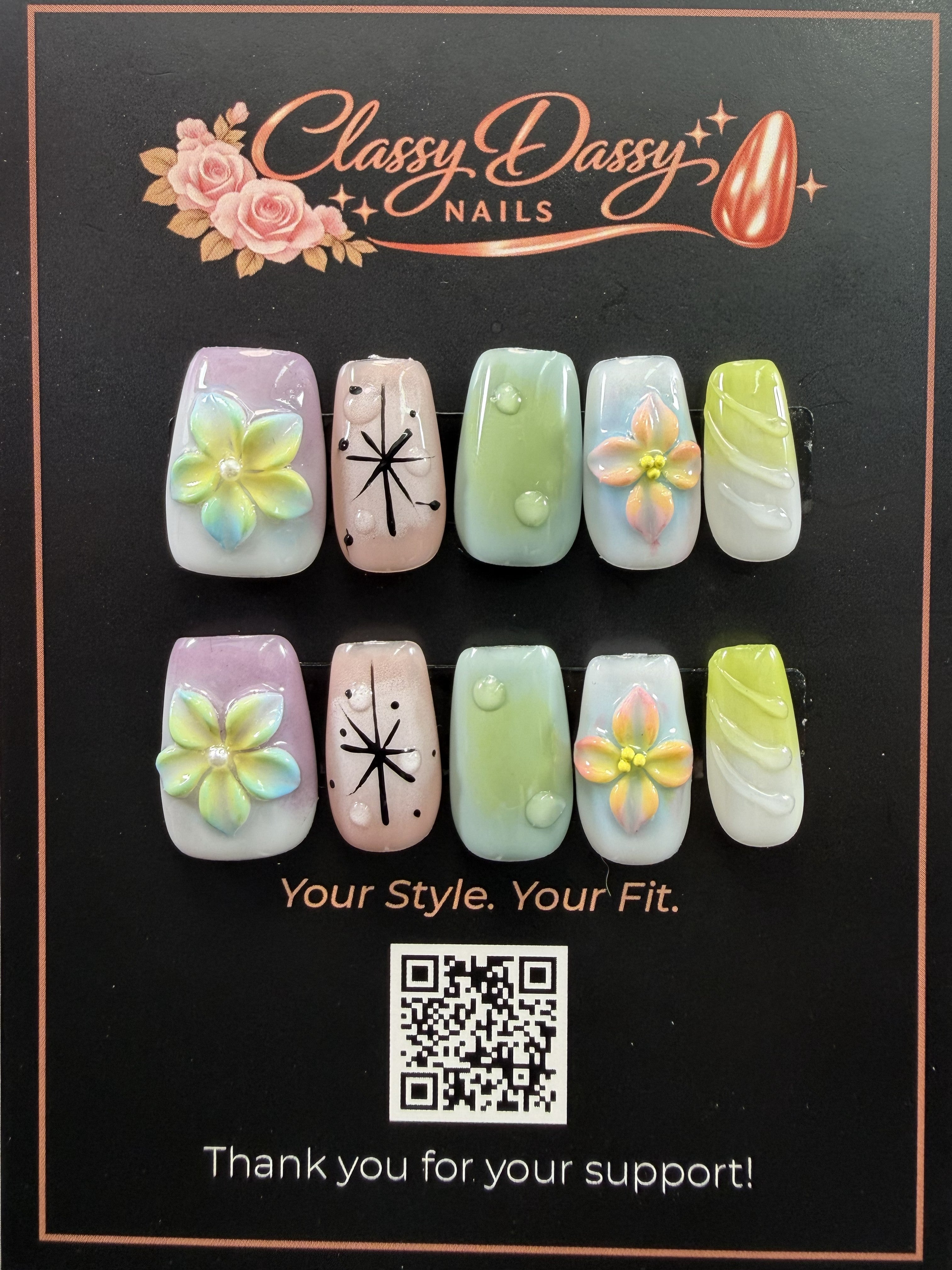 Aurora Pastel Plumeria Square Press-On Nails – Short Length