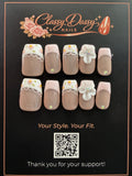 Scallop Daisy Charm Square Press-On Nails – Short Length