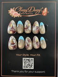 Smoky Marble Butterfly Almond Press-On Nails – Short Length