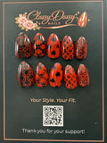 Red Luxe Monogram Almond Press-On Nails – Short Length