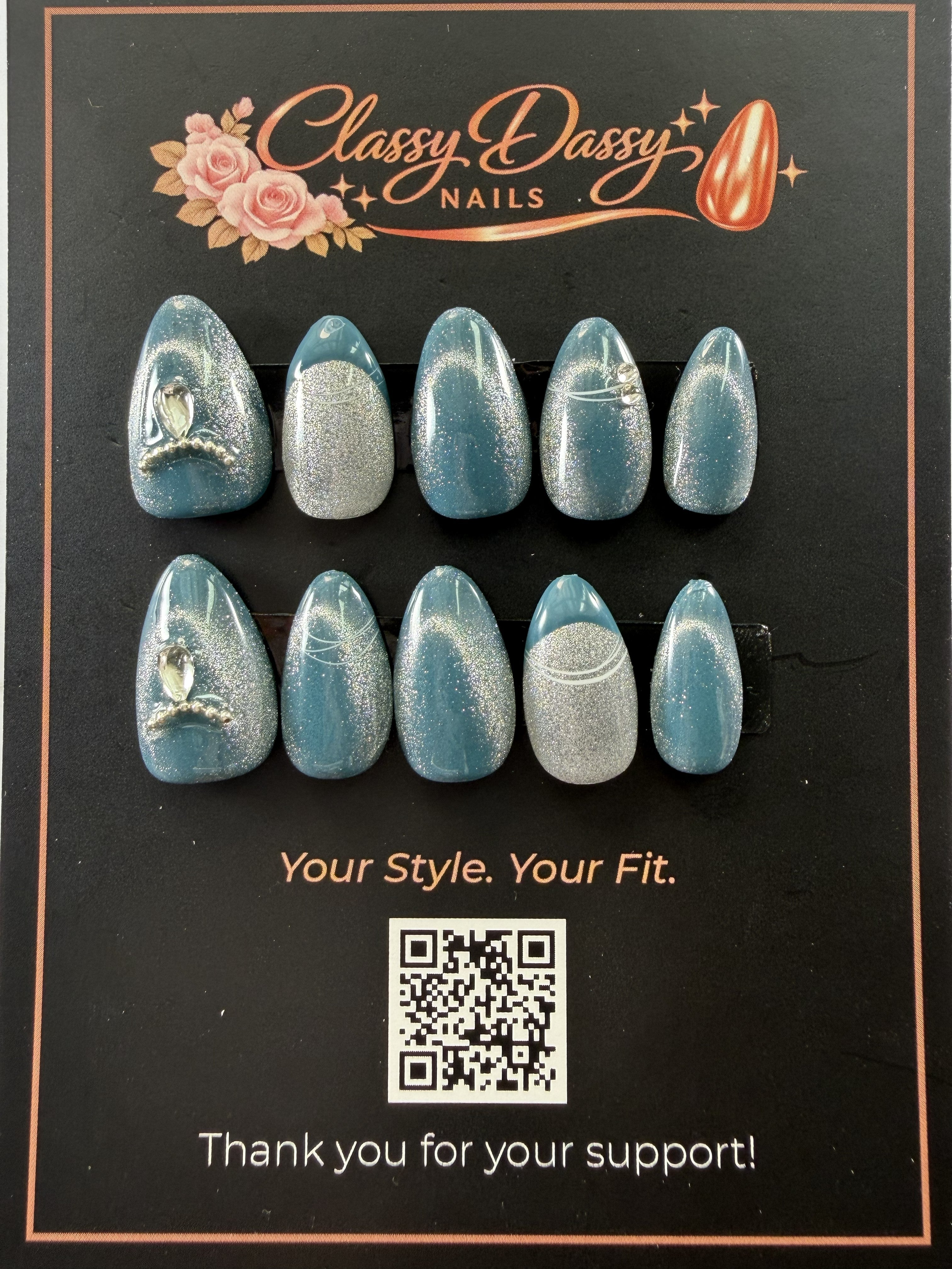 Ocean Mermaid Almond Press-On Nails – Short Length