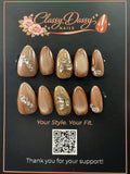 Mocha Crystal Glam Almond Press-On Nails – Short Length