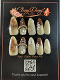 Mocha Bloom Almond Press-On Nails – Medium Length
