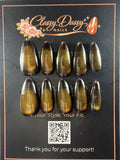 Black Gold Smoke Almond Press-On Nails – Medium Length