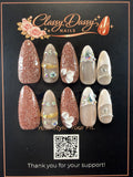 Rose Gold Gem Almond Press-On Nails – Medium Length