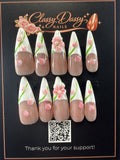 Pink Tulip French Stiletto Press-On Nails – Long Length