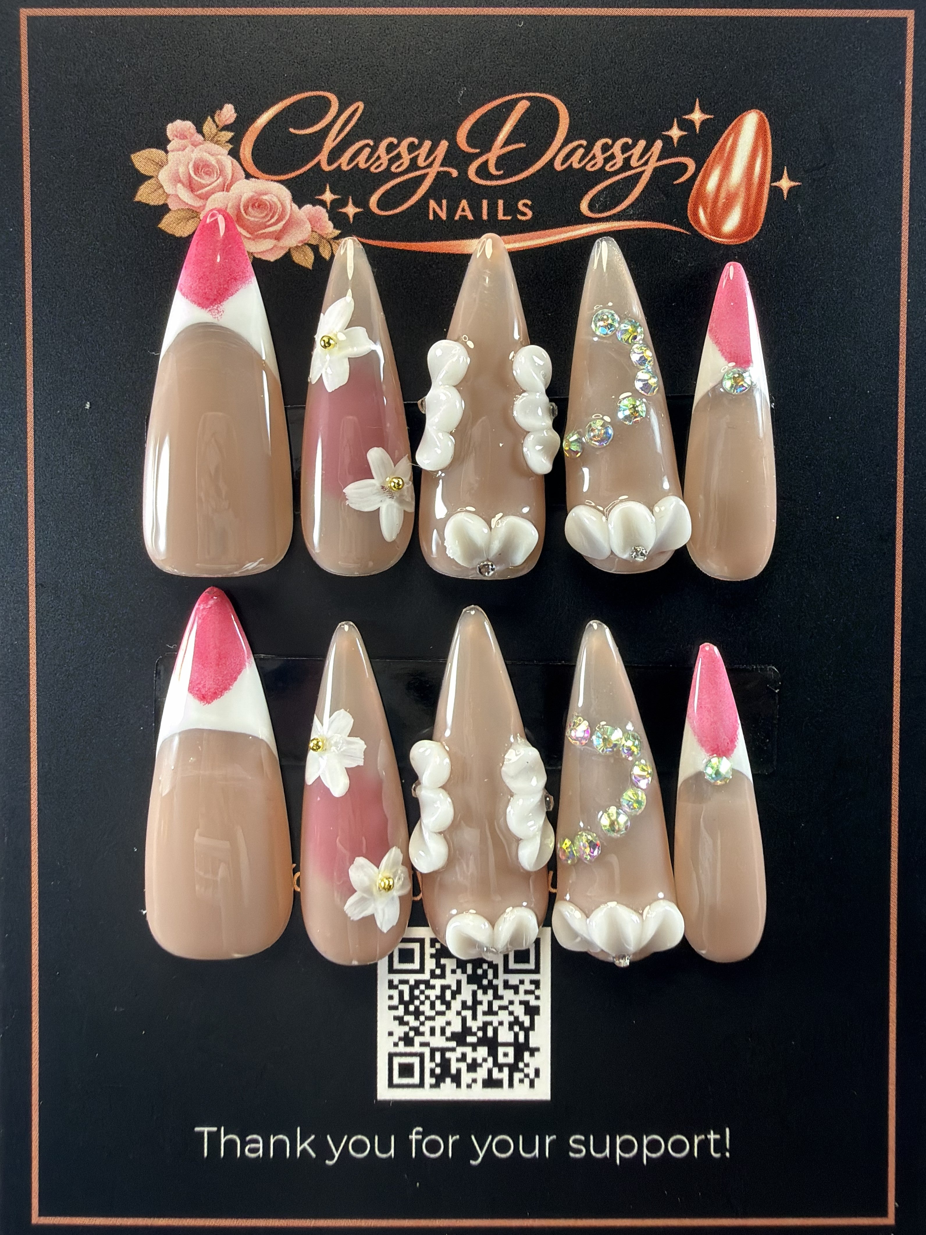 Mocha Pink French 3D Cloud Stiletto Press-On Nails – Long Length