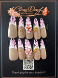 Lavender Butterfly Wing Gold Star Almond Press-On Nails – Long Length