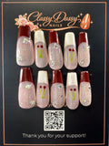 Red Dot Yellow Stem Glitter Coffin Press-On Nails – Long Length