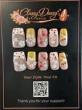 Red Polka Dot & Gold 3D Floral Short Square Press-On Nails