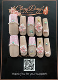 Nude Pink Bow Star Charm Coffin Press-On Nails – Long Length