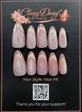 Rose Glitter Ombre Almond Press-On Nails – Medium Length