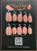 Black French Heart Almond Press-On Nails – Medium Length