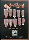 Mauve French Rhinestone Chain Almond Press-On Nails – Medium Length
