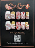 Red Dot Floral Square Press-On Nails – Short Length