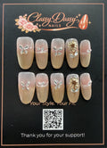 Gold Glitter Butterfly Sunflower Oval Press-On Nails – Medium Length