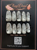 Galaxy Star Chrome Oval Press-On Nails – Medium Length