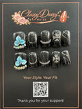 Black Chrome Cross Baby Duck Press-On Nails – Short Length