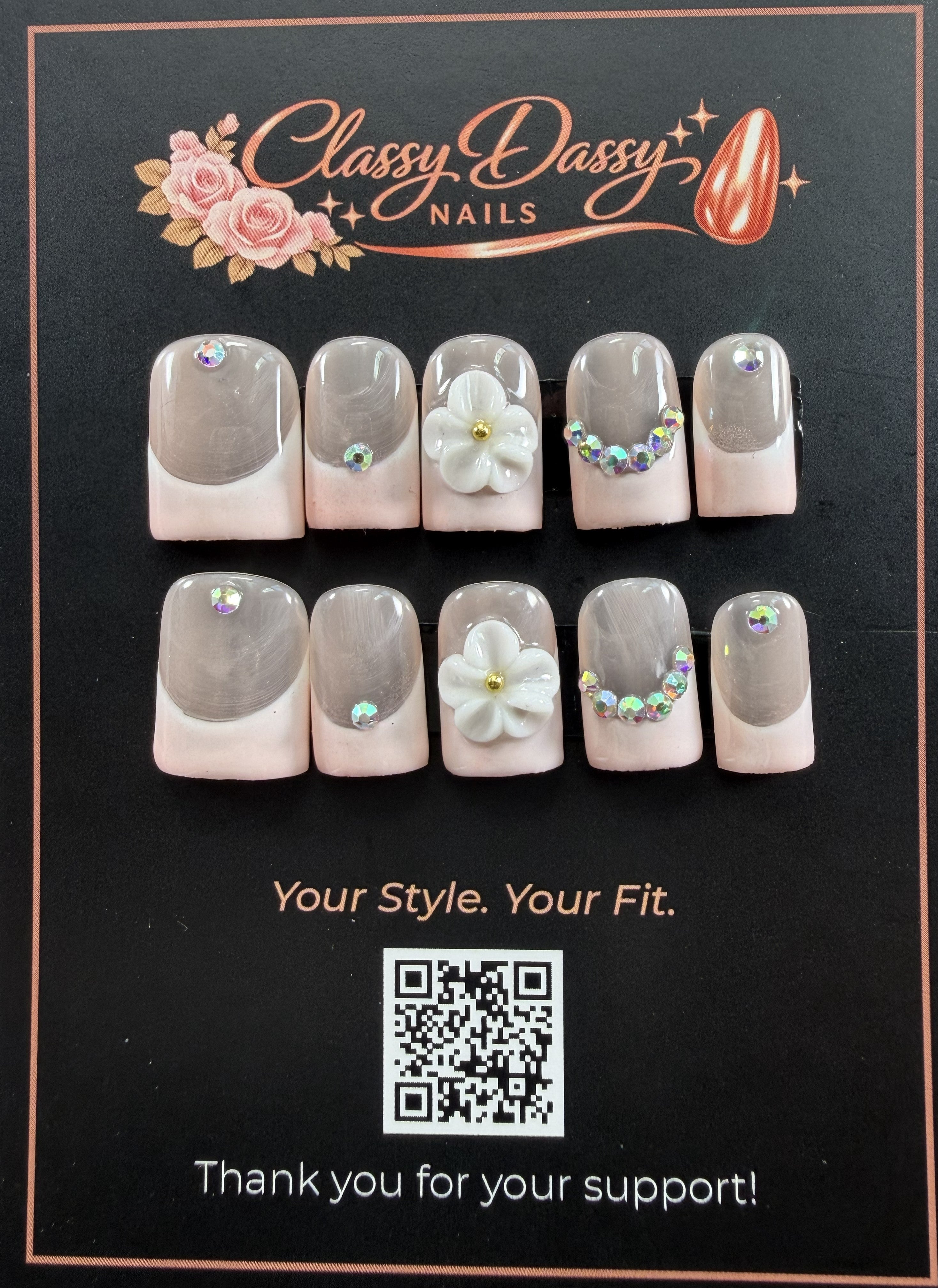 Pearl Gardenia Baby Duck Press-On Nails – Short Length