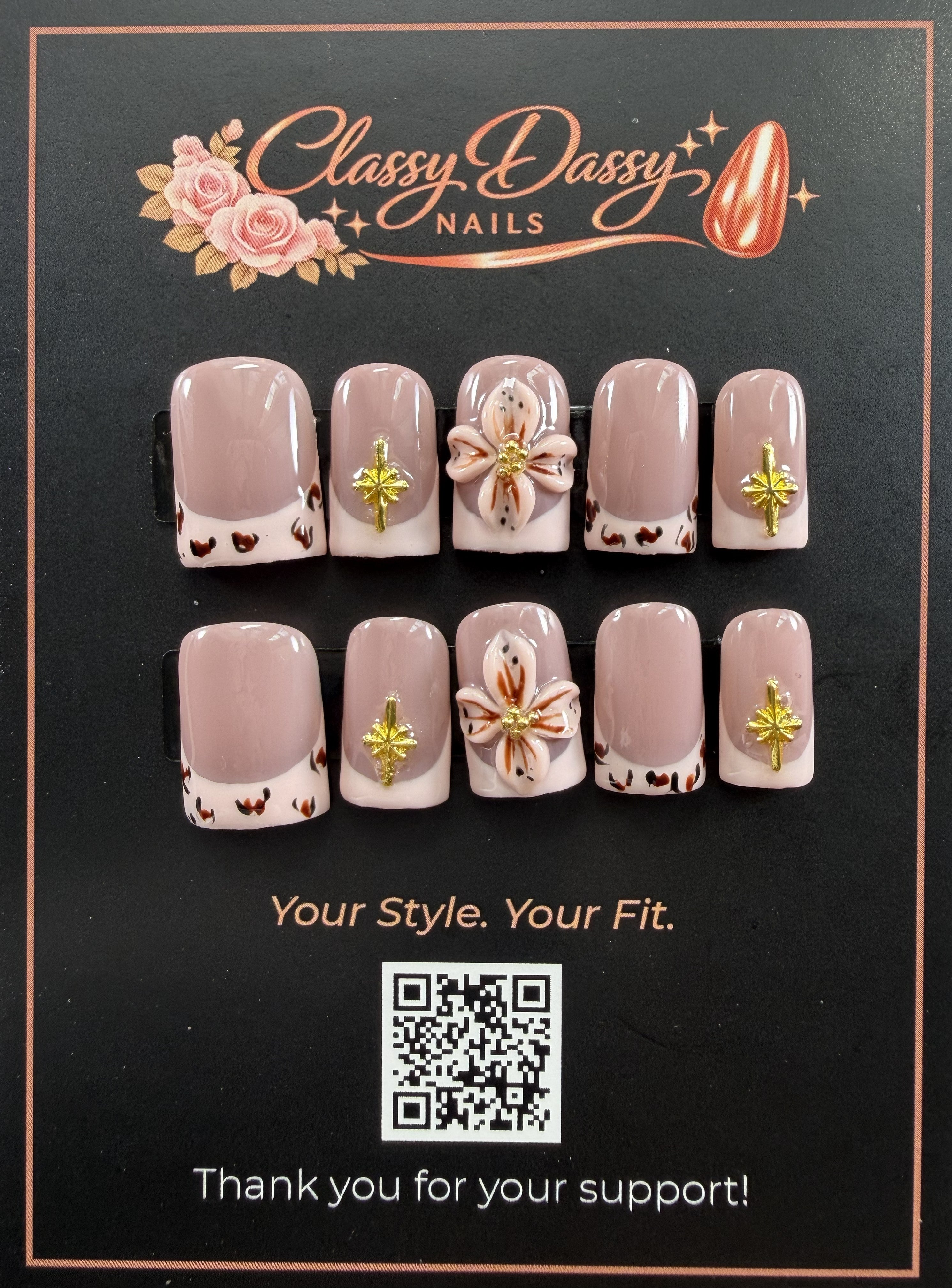Leopard Cross Baby Duck Press-On Nails – Short Length