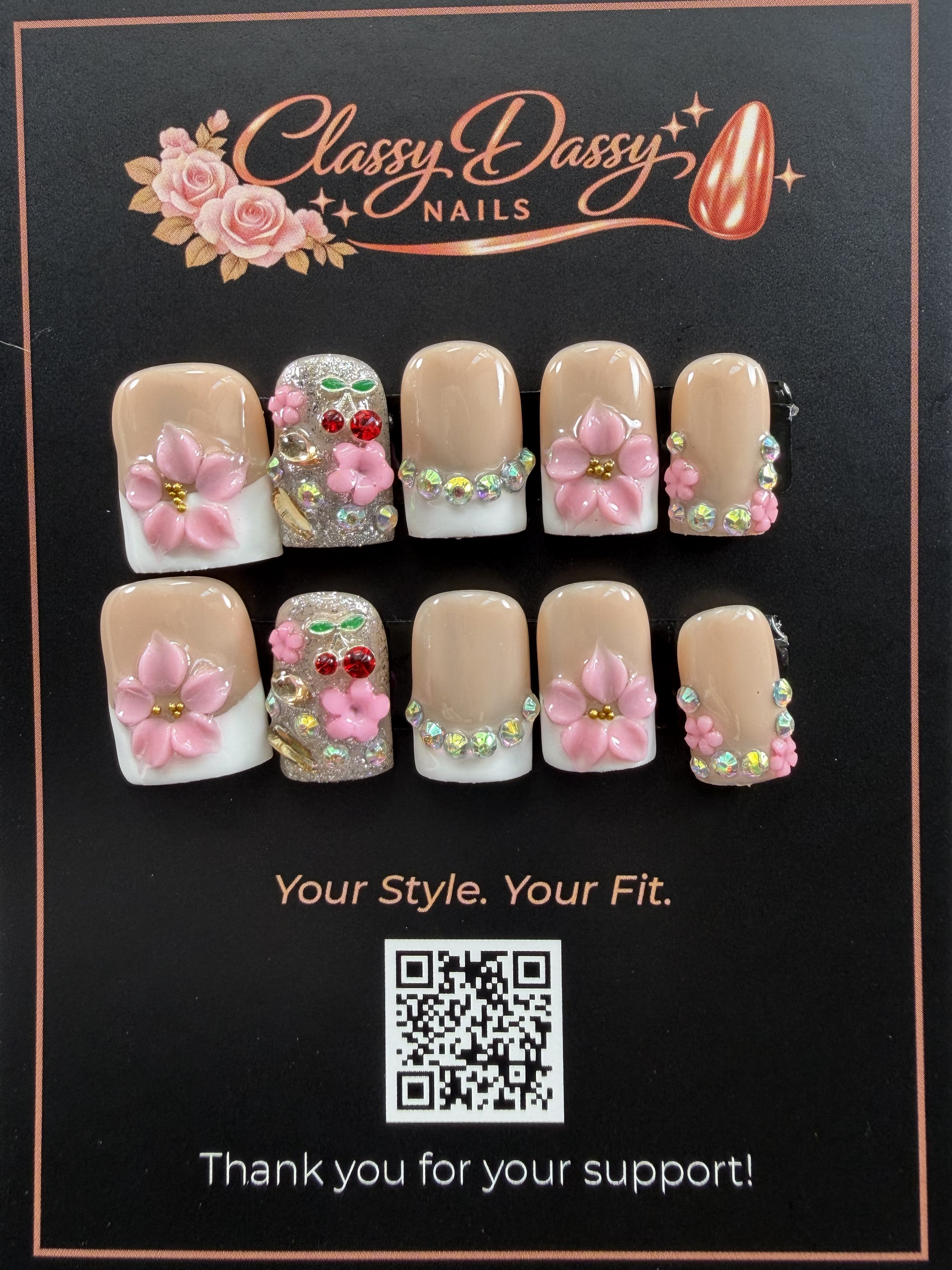 Cherry Blossom Baby Duck Press-On Nails – Short Length