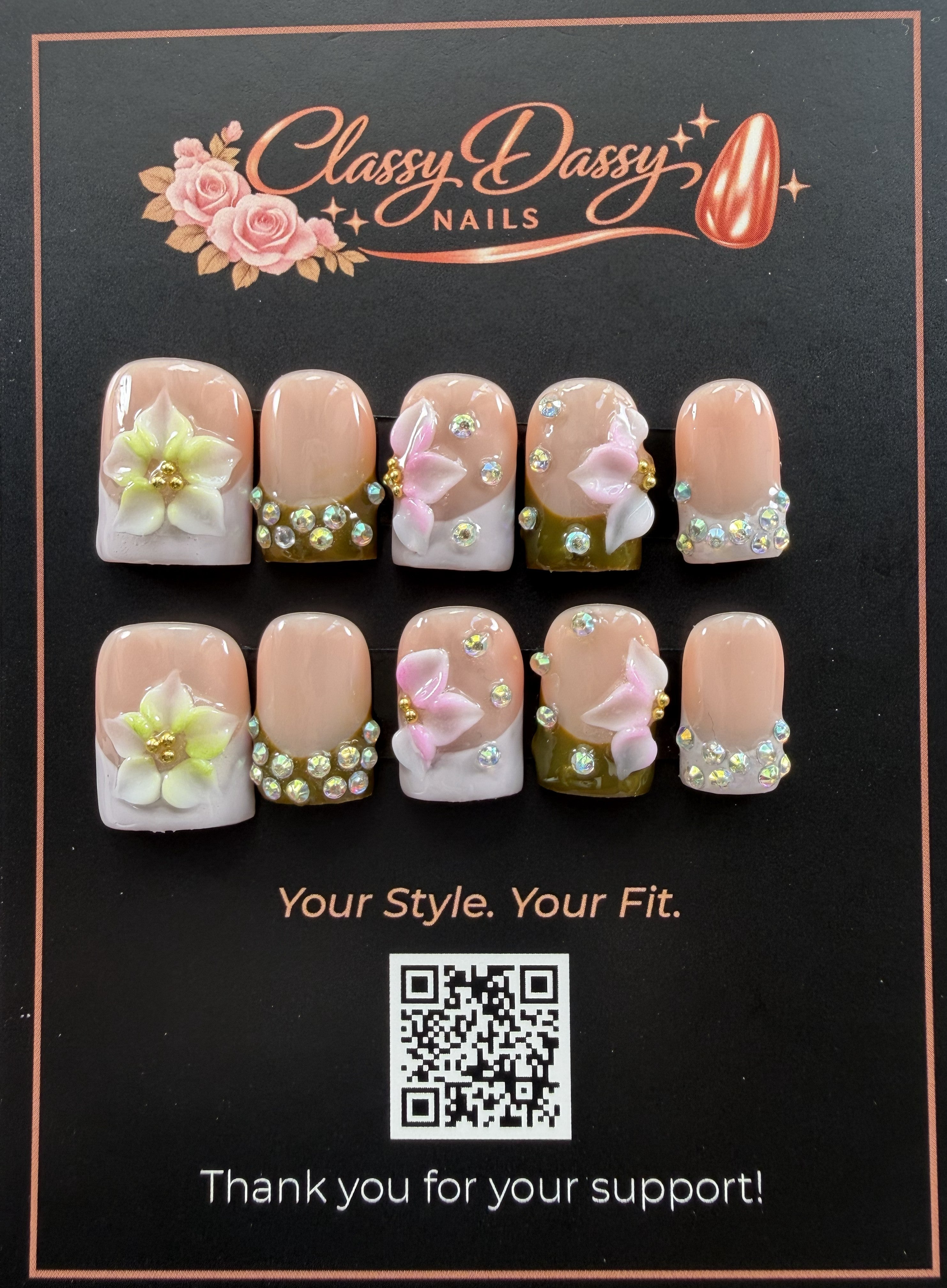 Garden Gardenia Baby Duck Press-On Nails – Short Length