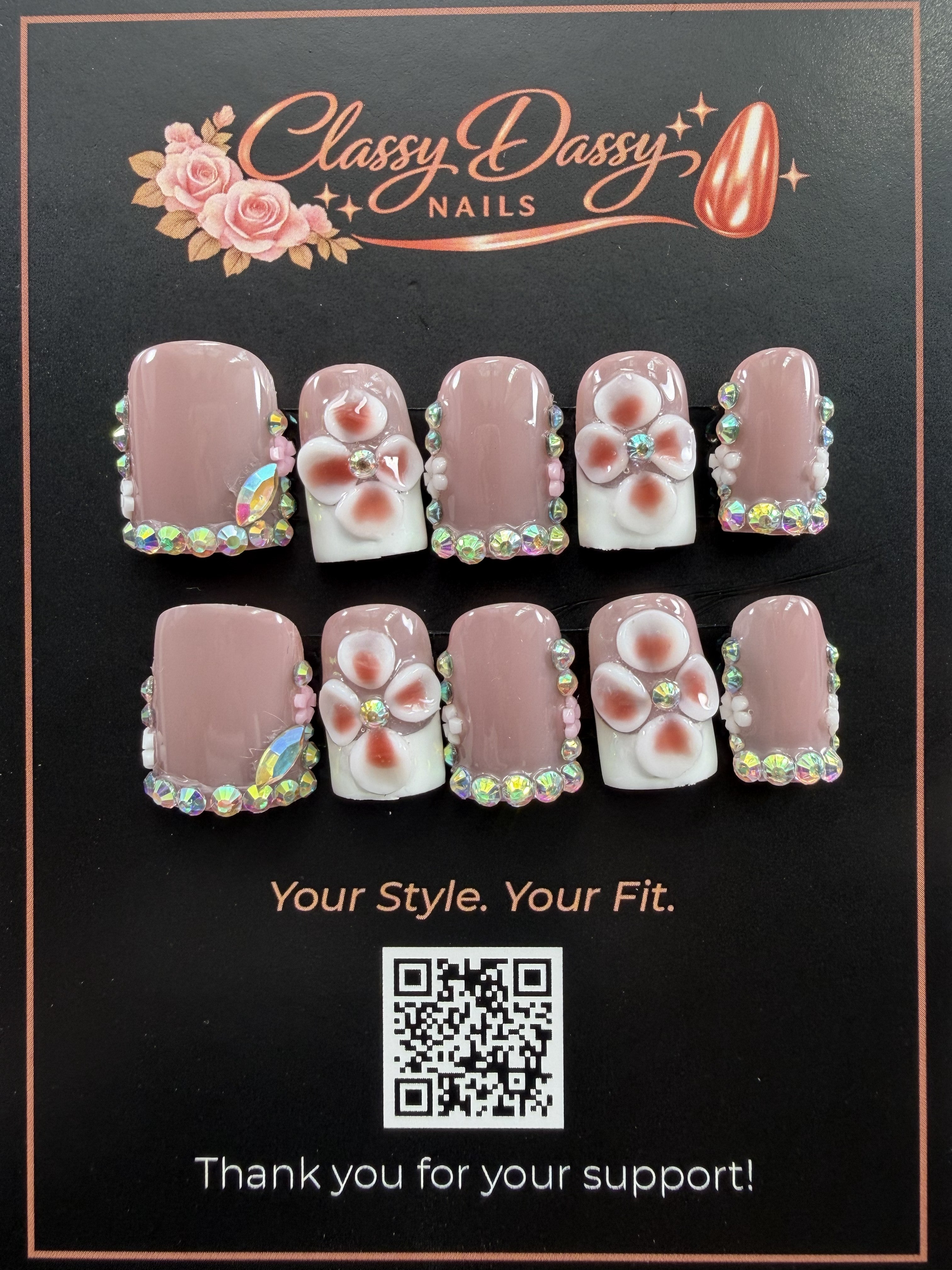 Blush Bow Baby Duck Press-On Nails – Short Length