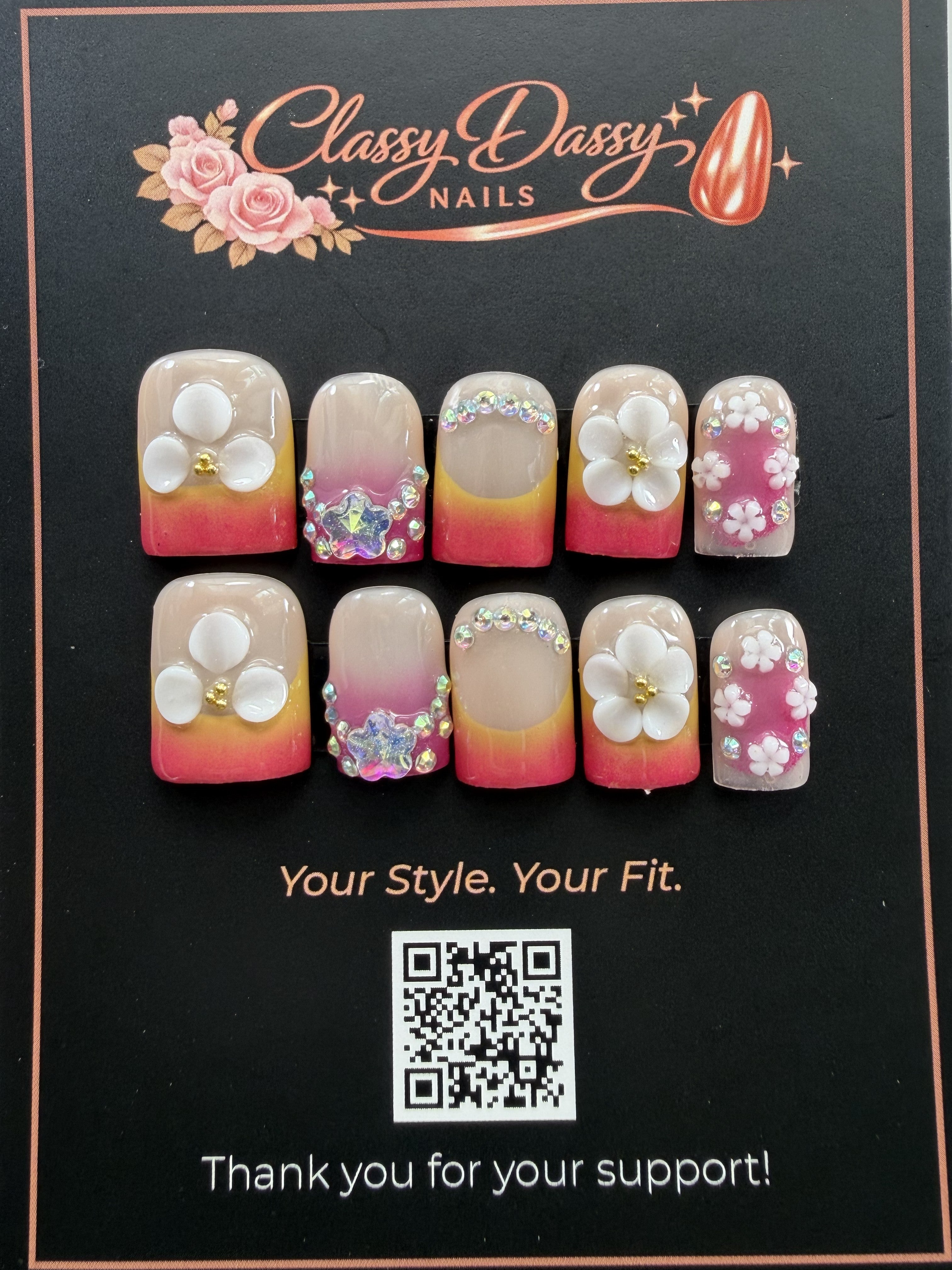 Sunset Bloom Baby Duck Press-On Nails – Short Length