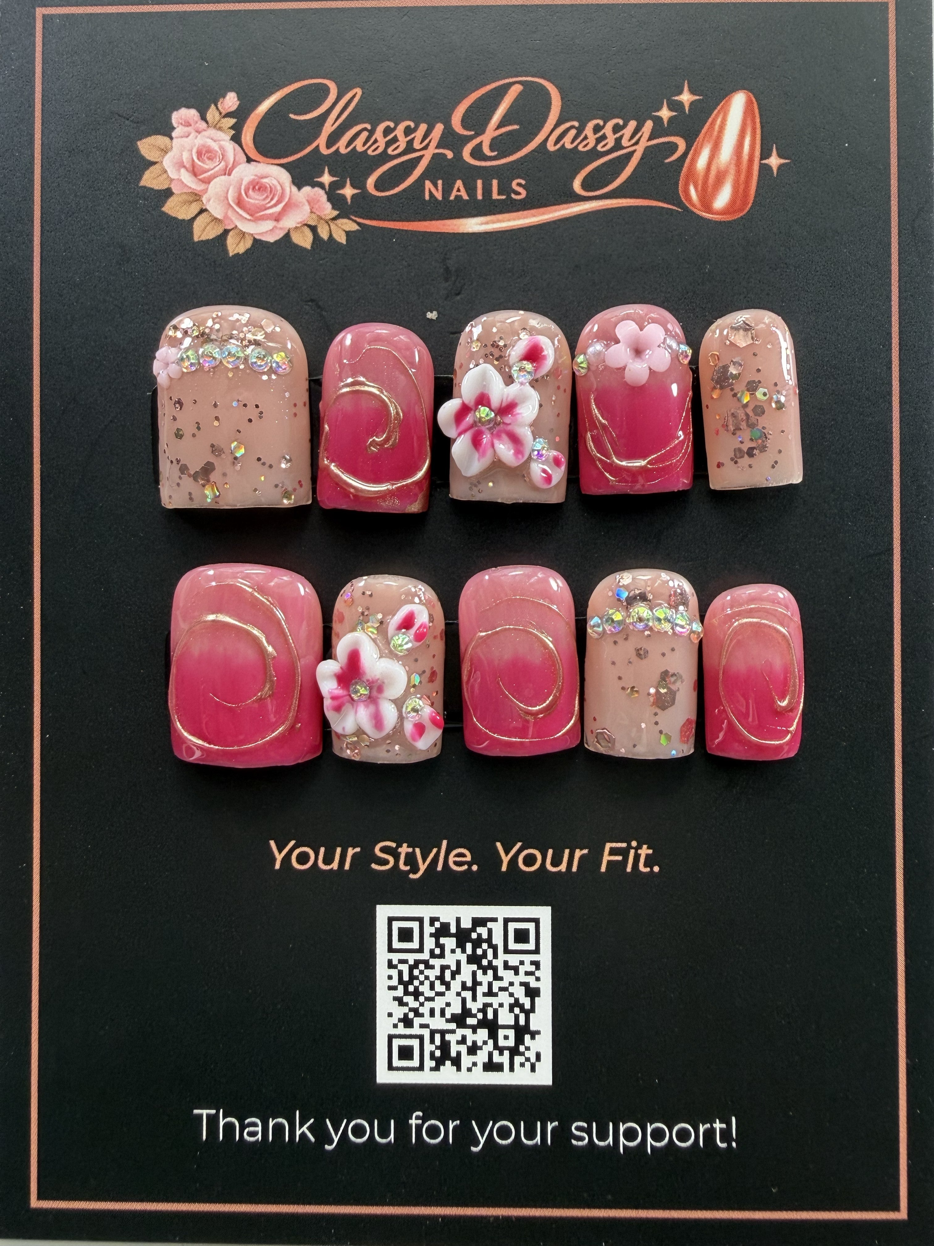 Rose Gold Glam Baby Duck Press-On Nails – Short Length