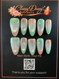 Mint Aurora Chrome Pearl Almond Press-On Nails – Medium Length